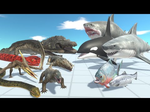 Reptiles team VS Aquatics team  - ARBS (Animal Revolt Battle Simulator)