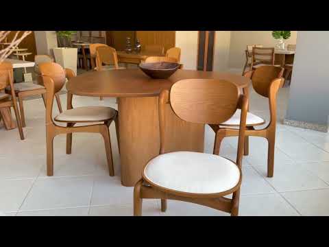 Video thumbnail of Sala de Jantar Mesa Selene 135cm Tampo Laminado Organico e 4 Cadeiras Solaris Soft