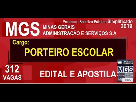 Edital Apostila Processo Seletivo Público Simplificado MGS 2019 Cargo Porteiro Escolar