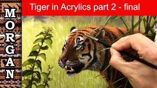 Painting in Acrylics Tiger part 2 - Jason Morgan wildlife art