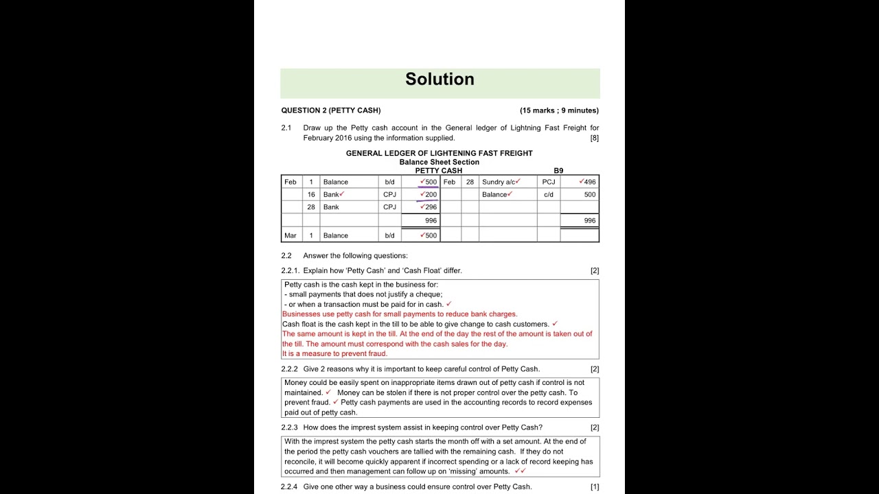 8. Lightning Fast Freight - Petty Cash Journal & General Ledger