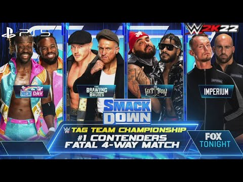 WWE 2K22 (PS5) - NEW DAY vs BRAWLING BRUTES vs HIT ROW vs IMPERIUM | 1080P 60FPS
