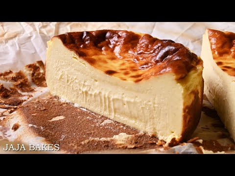 Basque Burnt Cheesecake With Gooey, Creamy Interior and Golden Caramelized Exterior | Jaja Bakes