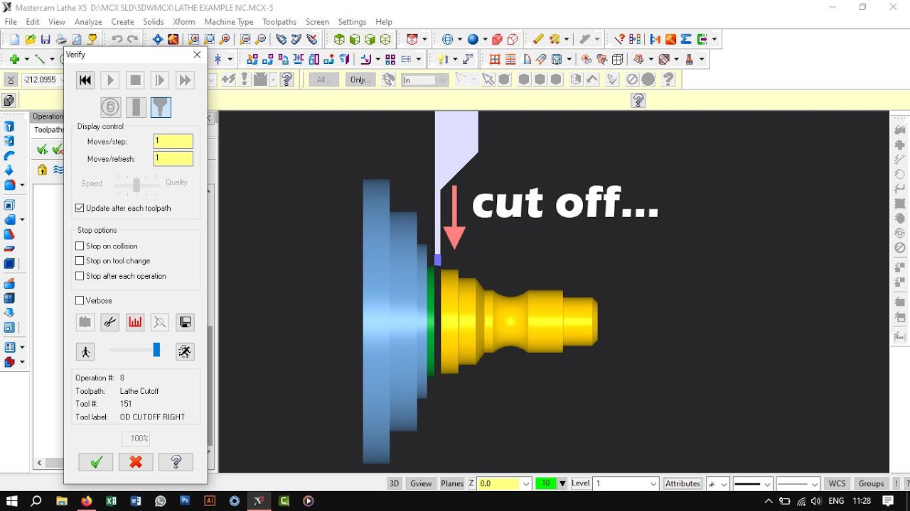 MasterCam X5 || Basic Lathe Example || face, rough, finish, groove, cut off