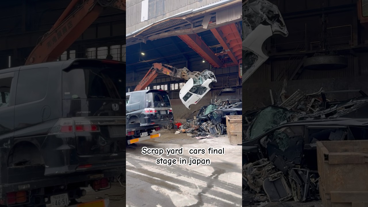 Japan Car Recycling Process – From Vehicle to Scrap #japan #shortvideo