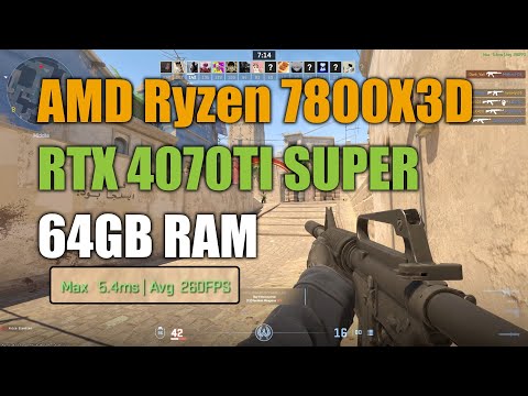 AVG 260 fps Mirage CS2 (deathmatch) - RTX 4070TI SUPER - AMD Ryzen 7800x3D 1440p MAX OUT Graphics