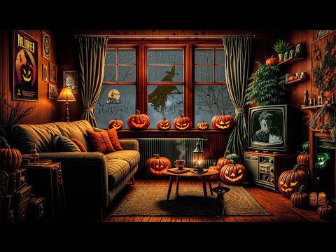 Haunted Train Halloween Ambience with Relaxing Rain & Thunderstorm Sounds, Train Sounds for Sleeping
