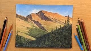 Mountain Slope - Landscape in Colored Pencil