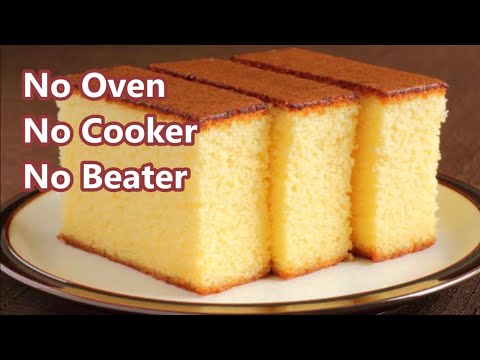 Easy Vanilla Sponge Cake Without Oven Recipe | How To Make Basic Sponge Cake | Plain Sponge Cake