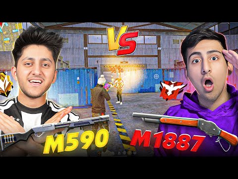 M590 Vs M1887 Only One Tap Challenge 🔥 Who Is One Tap King ? - Garena Free Fire