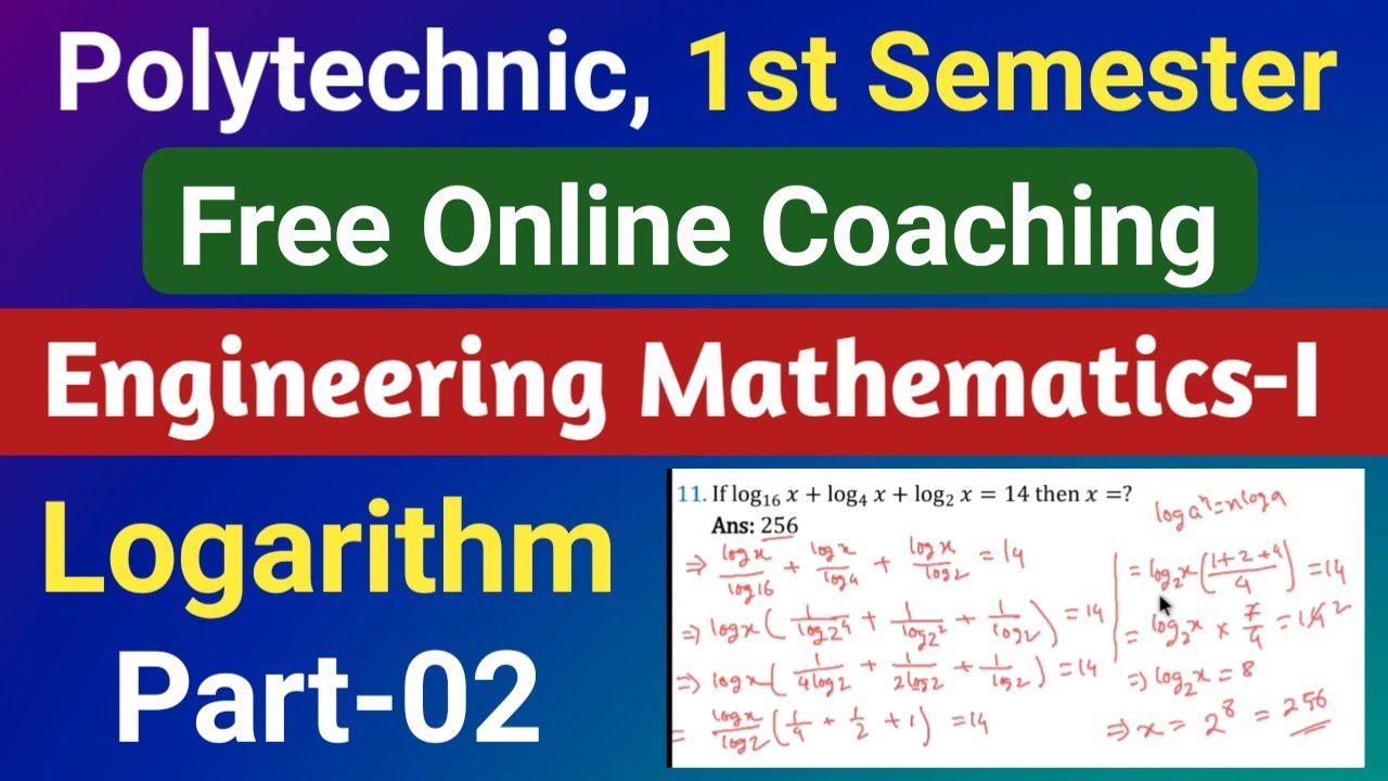 Logarithm 02 | Polytechnic 1st semester math class | Engineering mathematics 1 | NatiTute