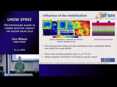 UNSW SPREE 201607-21 Udo Romer - Polycrystalline silicon as carrier selective contacts