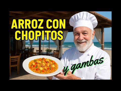 ARROZ CON CHOPITOS Y GAMBAS,  Fiesta de verano en el plato