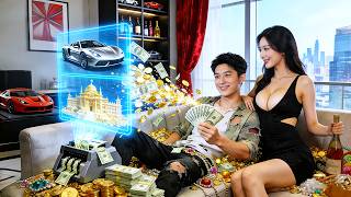 Ele, pobre, ativa sistema de imprimir dinheiro! Carros, mansões, beldade — riqueza total!