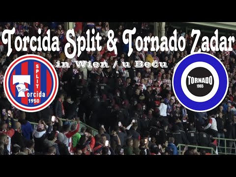 AUSTRIJA - HRVATSKA / Torcida Split i Tornado Zadar protiv austrijske policije u Beču (4K)
