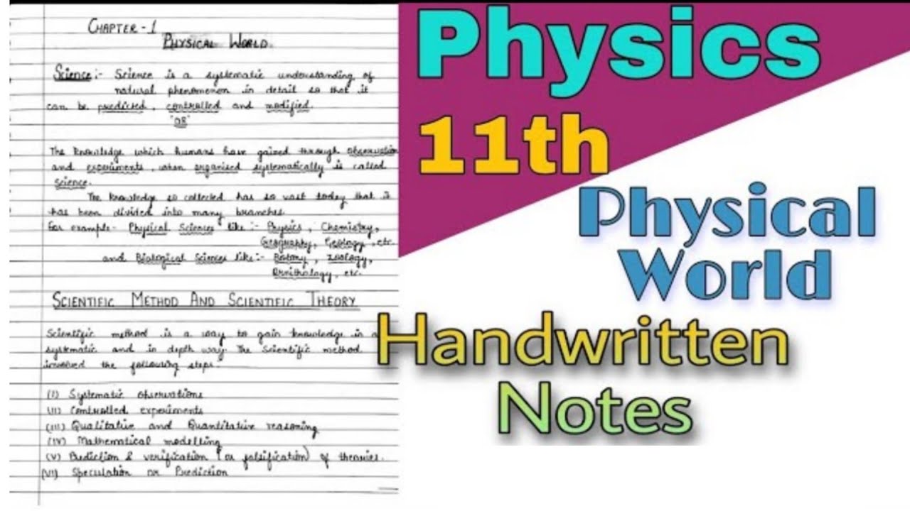 Physical World Hand Written Notes | Physics Hand Written Notes | Class 11th | Cbse NCERT |SALIK SIR