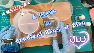 Resin Project - How to Make a Gradient Blue Hippo Bank!🦛👩🏽🎨 #piggybank #hippo