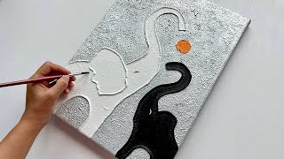 Easy Elephant Texture Painting | Minimal Textured Art for Every one! | Vanoushe Art Tutorial