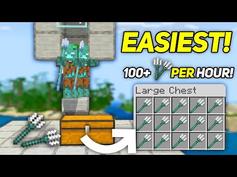 Easiest Trident Farm in 1.21+ Minecraft Bedrock! (Infinite Tridents)