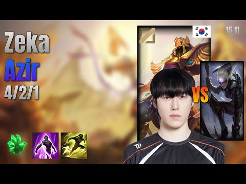 Zeka Mid Azir vs Diana lol KR solo rank Full Game 15.11 | 제카 아지르 vs 다이애나