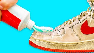 40 RECIPES TO CLEAN EVERYTHING IN JUST A FEW MINUTES || White Shoes Stains Removal
