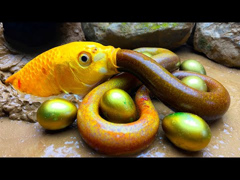 Top 5 Episodes Crocodiles Hunt Colorful Koi, Catfish Primitive Cooking Eels - Stop Motion ASMR