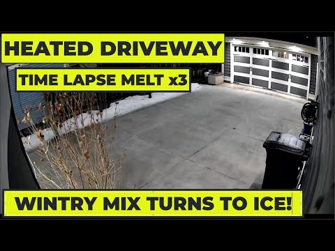 Wintry Mix Causes an Ice Covered Slab - Watch the Heated Driveway Melt it Without Salt! - [03-03-23]