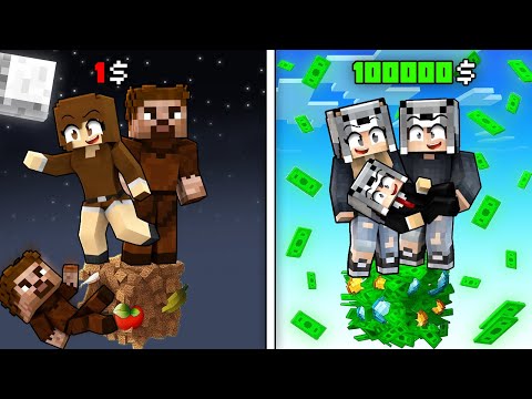 FAKİR AİLE TEK BLOK VS MİLYONER AİLE TEK BLOK - Minecraft
