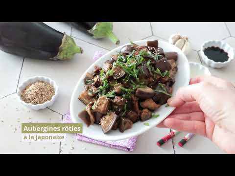 Aubergines rôties à la japonaise (sauce soja, miso, vinaigre de riz, huile de sésame) : un délice !