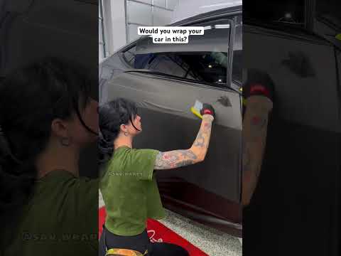 Would you wrap your car matte black? #wrapped #carwrap #tesla #cargirl