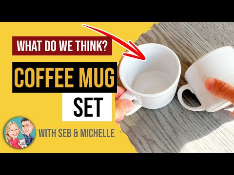 Coffee Mugs: Double Line. Set Of 6, 12oz, Microwave And Dishwasher Safe!