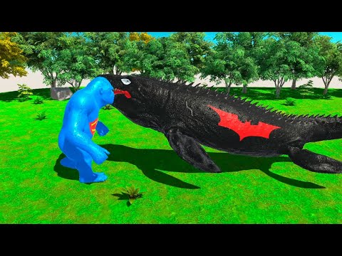 SUPERMAN VS BATMAN. GORO VS MOSASAURUS - Animal Revolt Battle Simulator