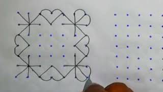 7*7 dots kolam design| Easy rangoli designs| Simple rangoli designs