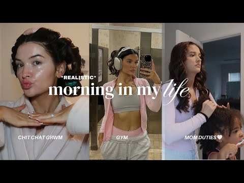 *realistic* morning in my life VLOG | 25 yr old mom, chit chat grwm, school drop off, gym, & more!