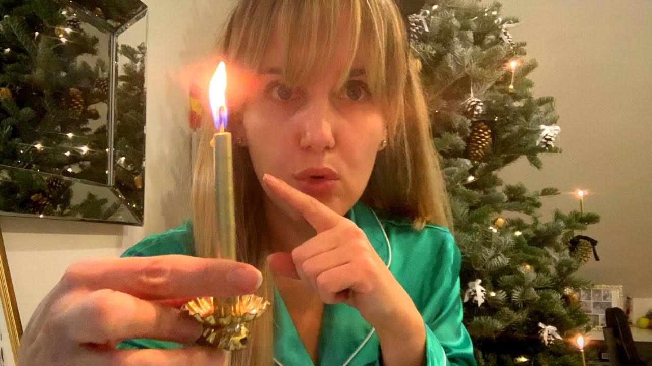 Christmas tree with real candles and handmade decorations. Part 2