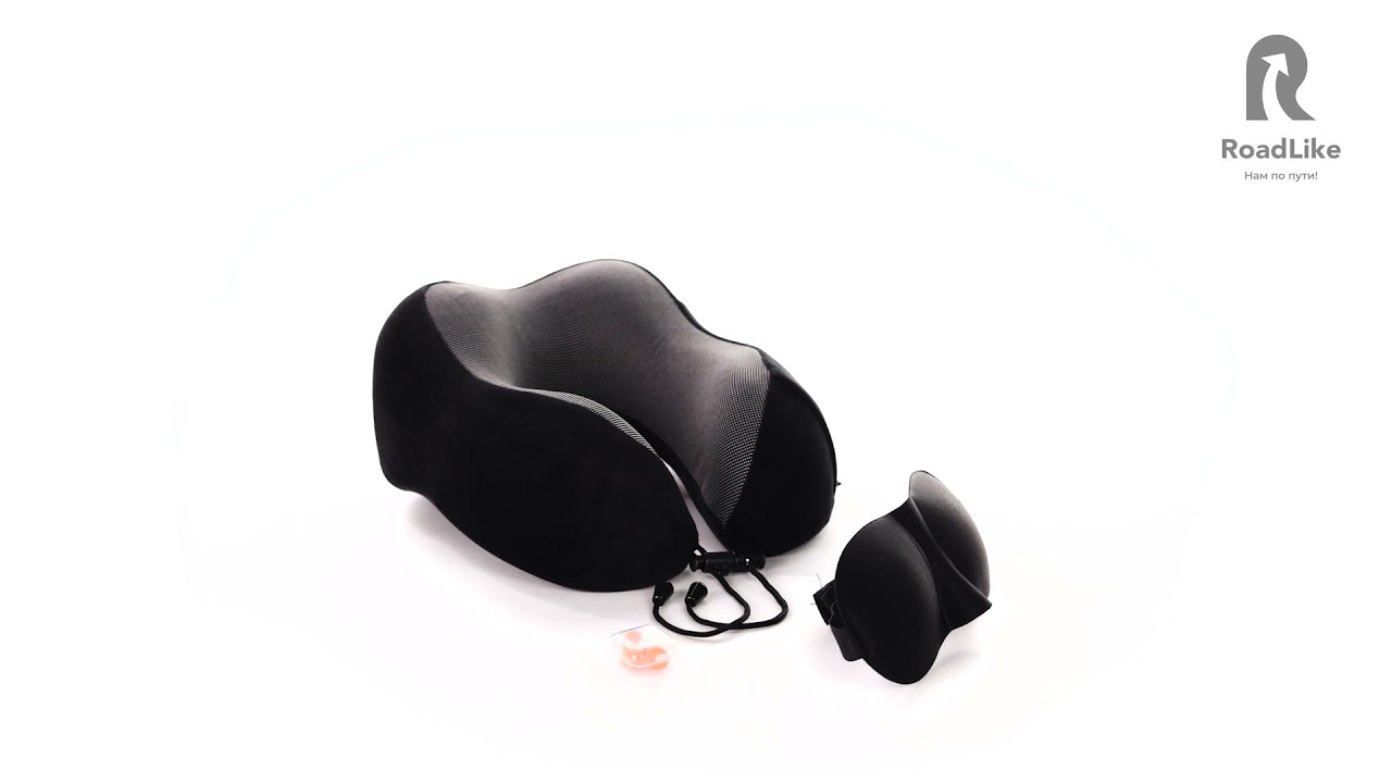 Подушка для путешествий RoadLike Travel Kit Velvet с эффектом памяти, черный