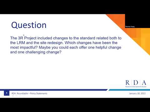 RDA Roundtable on Policy Statements -- January 18, 2022