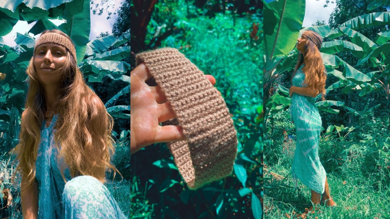 How to crochet a very easy headband. Absolute beginner. No darning needle.