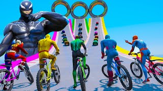 GTA V Online MOTO vs CARRO vs Bicicleta vs Fora da Estrada com Super-heróis e Homem Aranha