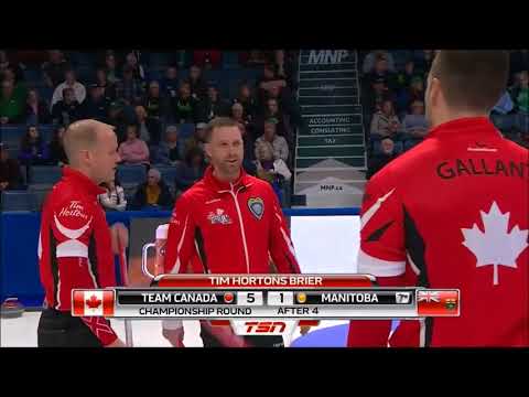 2018 Brier. Difficult split for 3 by Brad Gushue