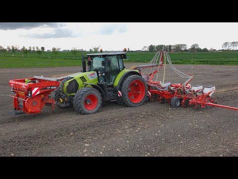Mais zaaien 12 rijen - Planting corn - Mais säen - Claas - kuhn - Vergauwe -