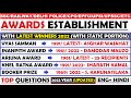 Award Establishment Year Award Latest Winners 2022 Awards First Winners Awards Honours 2022