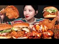 Giant Fried Chicken Leg Hot Cheese Chicken Spicy Chicken Burger ASMR