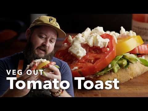 Tomato Toast with Avocado, Pickled Onions & Feta | Easy Summer Recipe