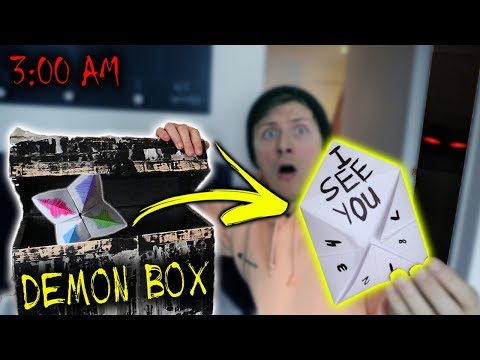 *BIGGEST DYBBUK BOX* GHOST PAPER FORTUNE TELLER CHALLENGE AT 3 AM (PUT IT IN THE DEMON BOX)