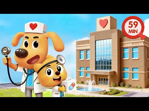 Kid Cardboard Hospital Adventure | Career Pretend Play | Cartoon | Sheriff Labrador