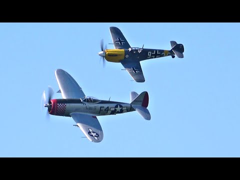 P-47D Thunderbolt and Messerschmitt Bf109 at Airshow Hahnweide 2019