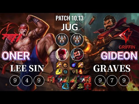 T1 Oner Lee Sin vs GRF GIDEON Graves Jungle - KR Patch 10.13