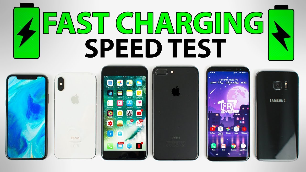 iPhone X vs Galaxy S8+ vs iPhone 8 Plus vs iPhone 7 Plus - FAST CHARGING SPEED TEST!