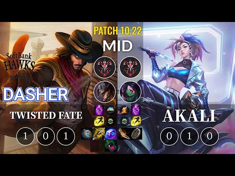 SHG Dasher Twisted Fate vs Akali Mid - KR Patch 10.22